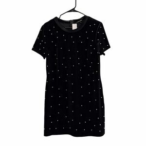 NWOT CITY TRIANGLES Short Sleeve Velvet Pearl Dress Black Large